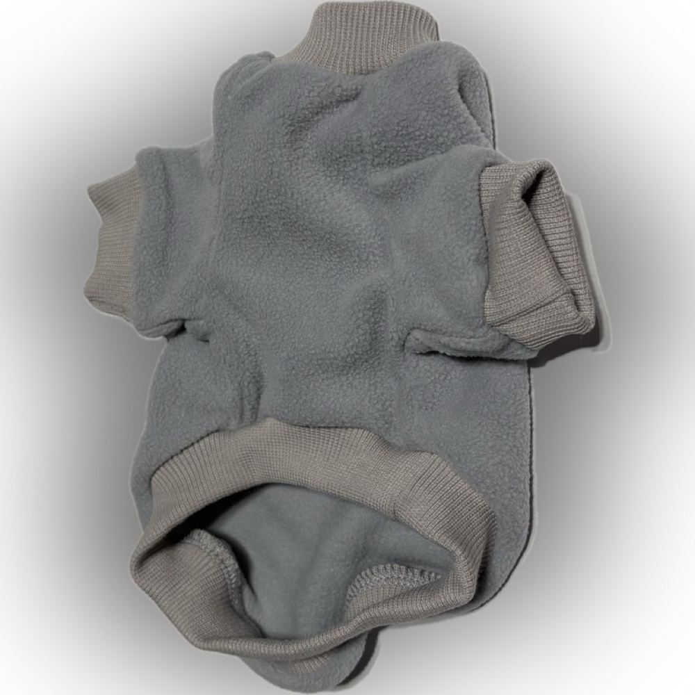 One Set of 2 Gray Fleece Dog Sweaters XS & Small